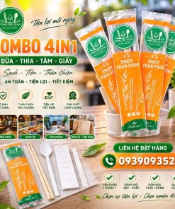 Combo 4in1 đũa thìa tăm khăn giấy